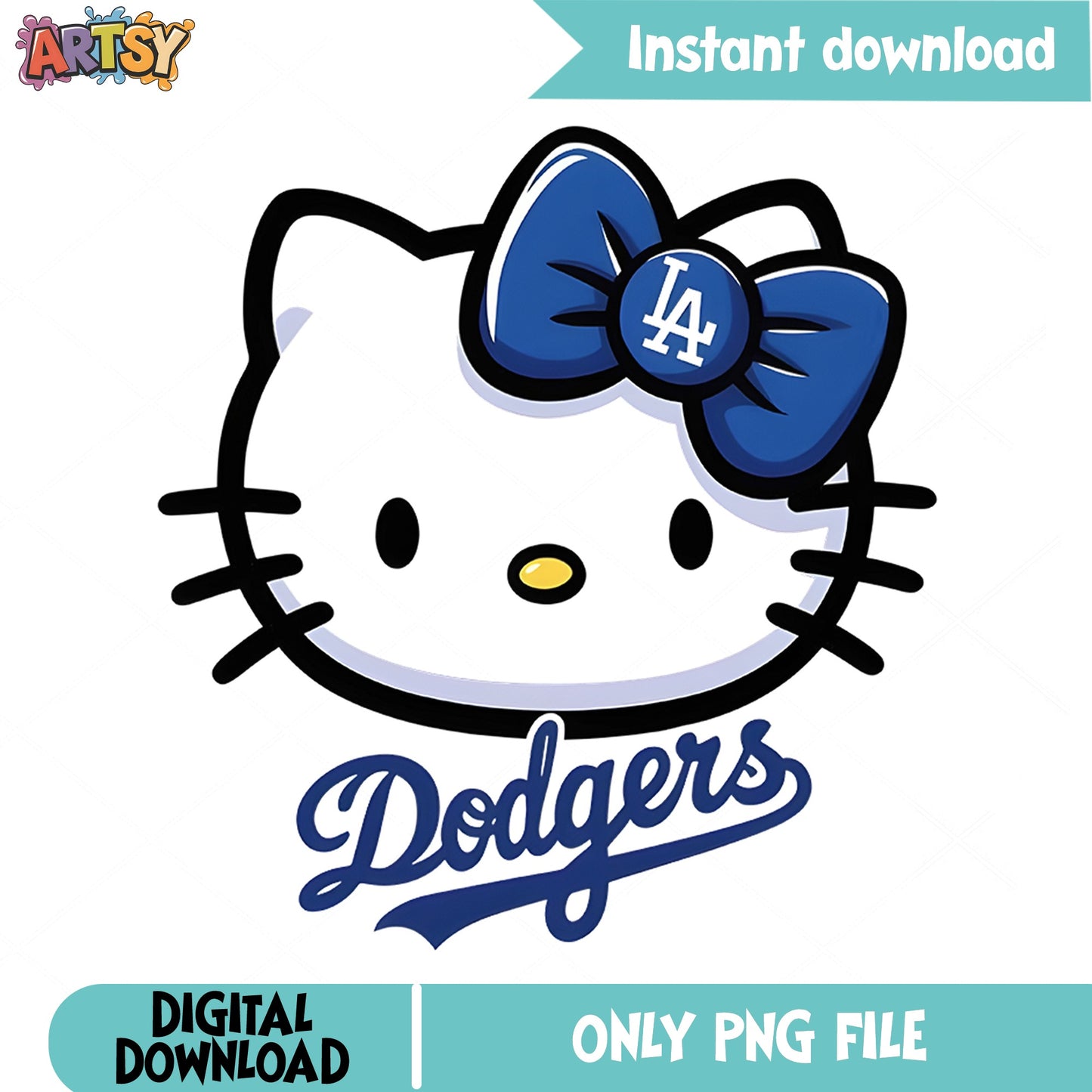 Hello Kitty Dodgers PNG, LA Dodgers Baseball PNG, Sanrio PNG