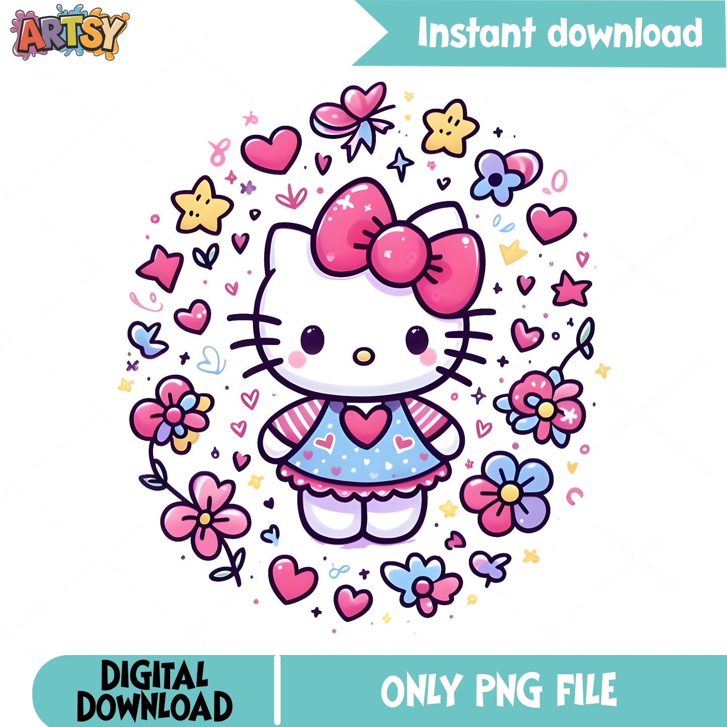 Hello Kitty Floral PNG, Sanrio Cute PNG, Hello Kitty PNG