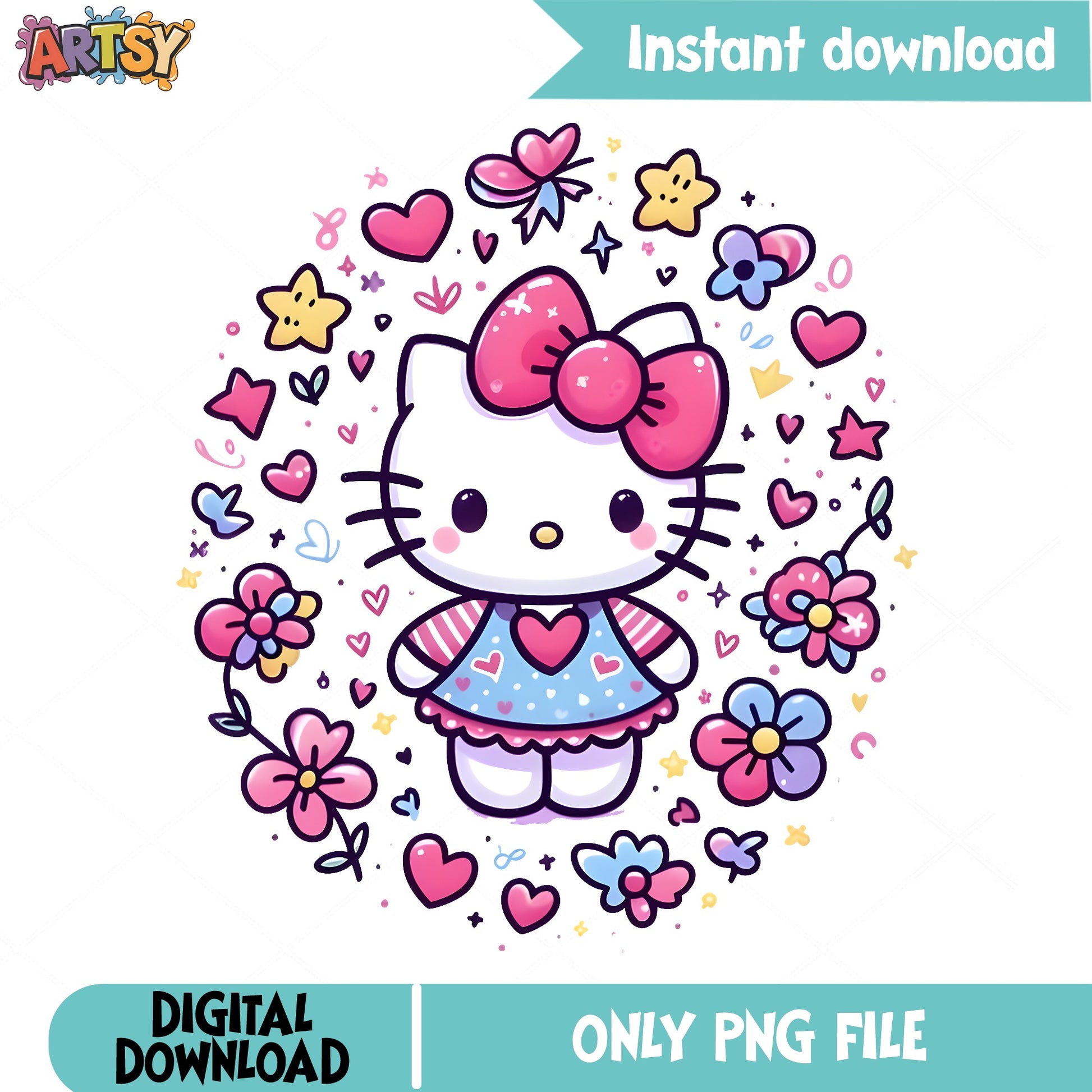 Hello Kitty Floral PNG, Sanrio Cute PNG, Hello Kitty PNG