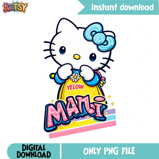 Hello Kitty Mani PNG, Sanrio Custom Name PNG, Cute Kitty PNG