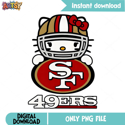 Hello Kitty San Francisco 49ers PNG, Kitty NFL PNG, Football PNG