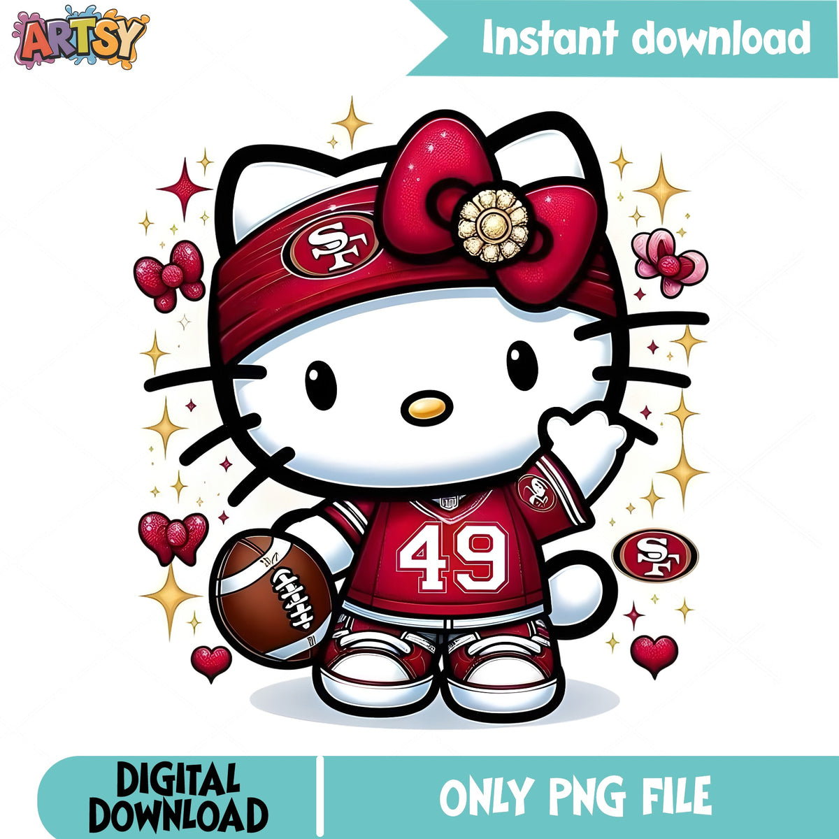 Hello Kitty San Francisco 49ers PNG, NFL Football PNG, Sanrio PNG