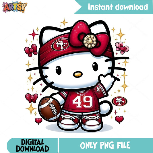 Hello Kitty San Francisco 49ers PNG, NFL Football PNG, Sanrio PNG