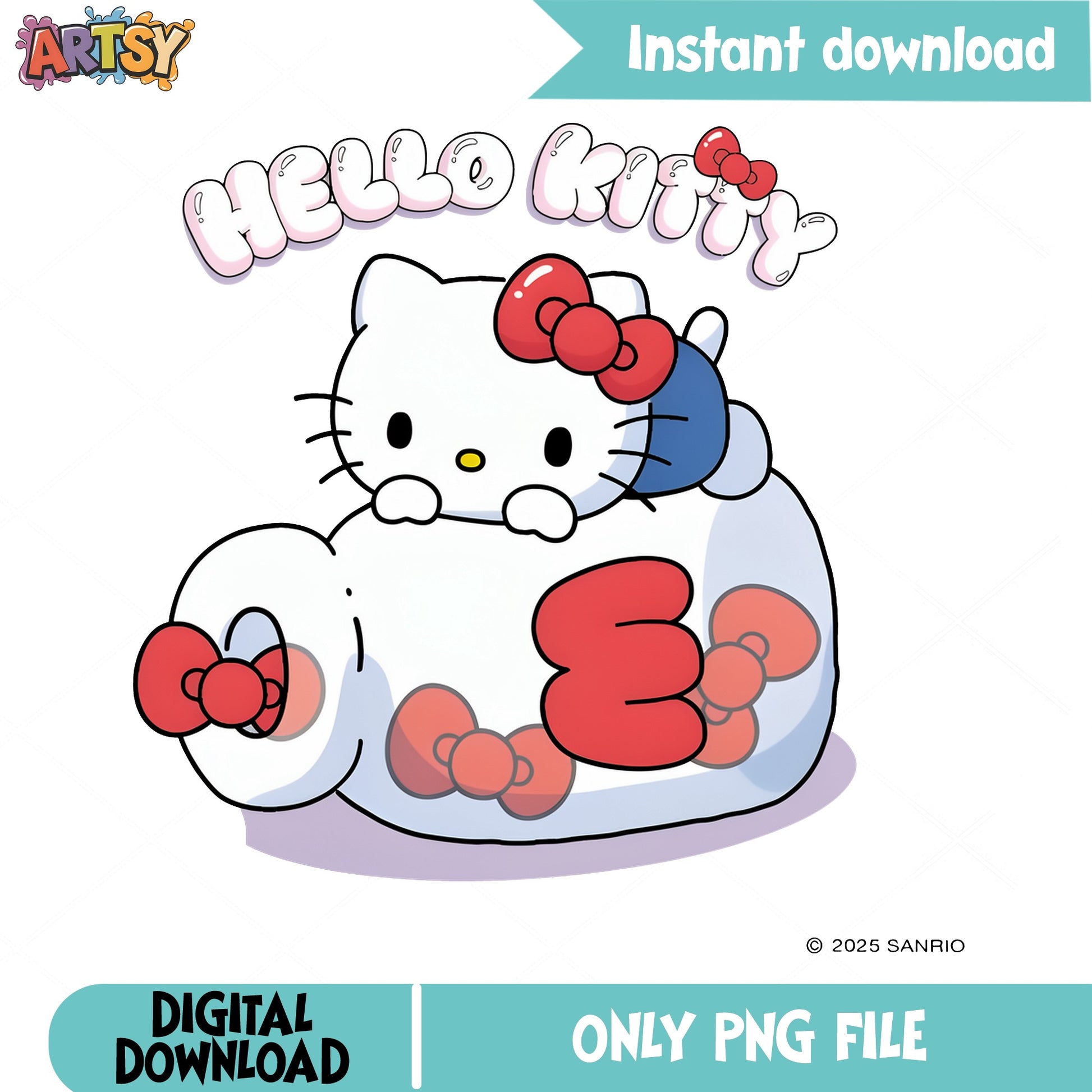 Hello Kitty Sitting With Bows Cute PNG, Sanrio PNG, Kitty PNG