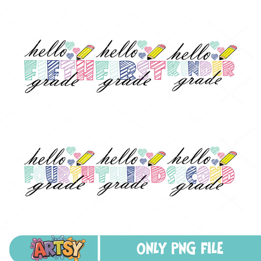 Hello grade school png bundle, grade school png, hello school png