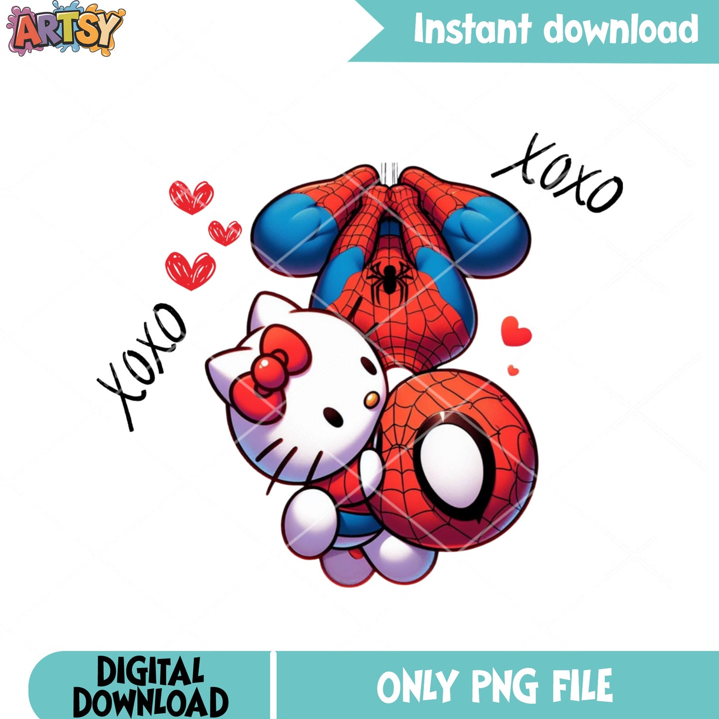 Hello kitty and spiderman vanlentine png, hello kitty png, spiderman png