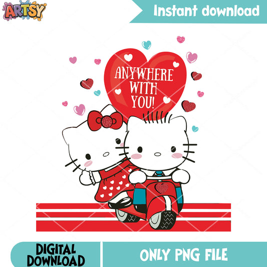 Hello kitty anywhere poster png, sanrio valentine png, valentine poster png