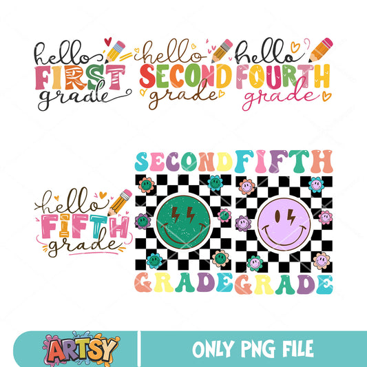 Hello school grade png bundle, school day png, grade school png