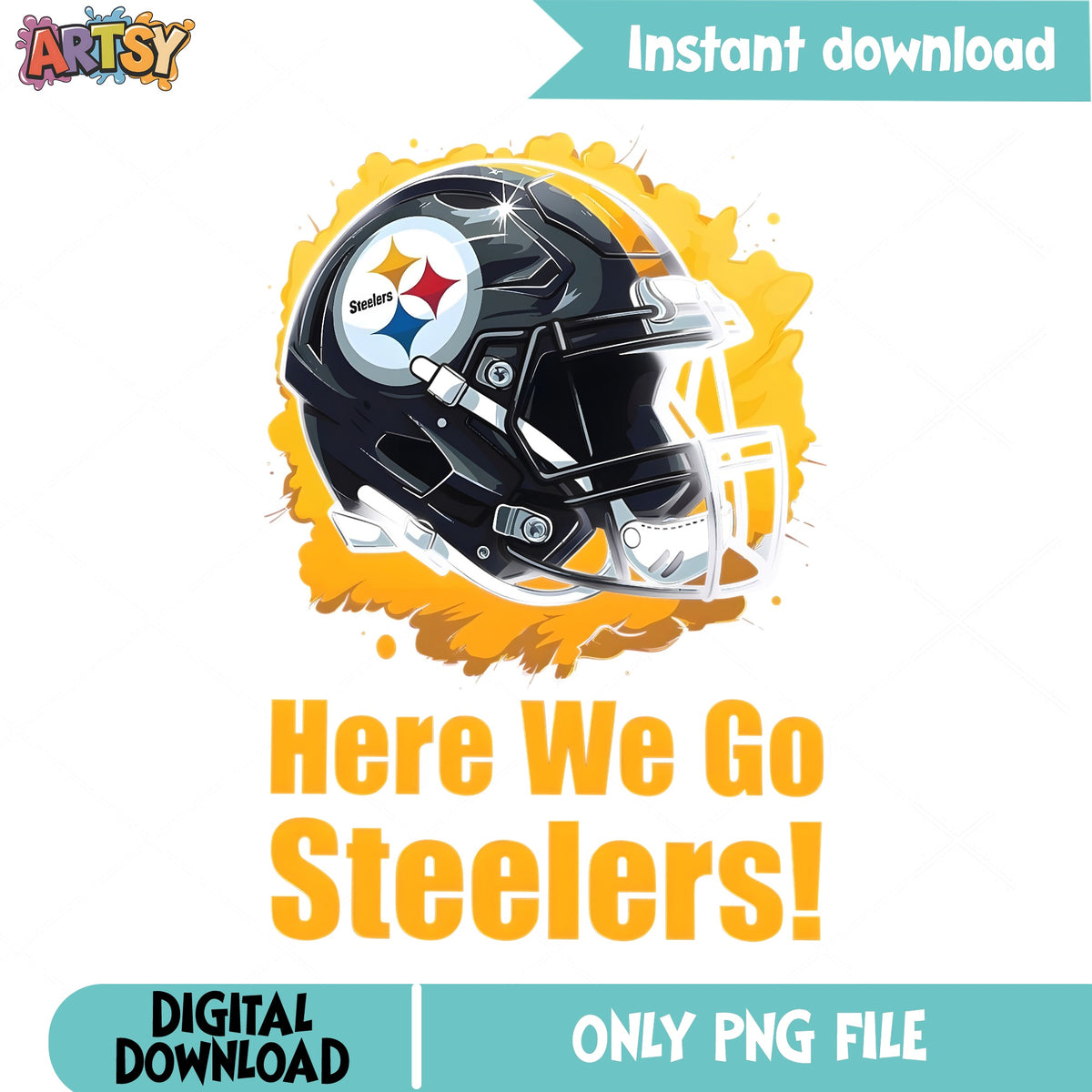 Here We Go Steelers PNG, Pittsburgh Steelers Helmet, Football PNG