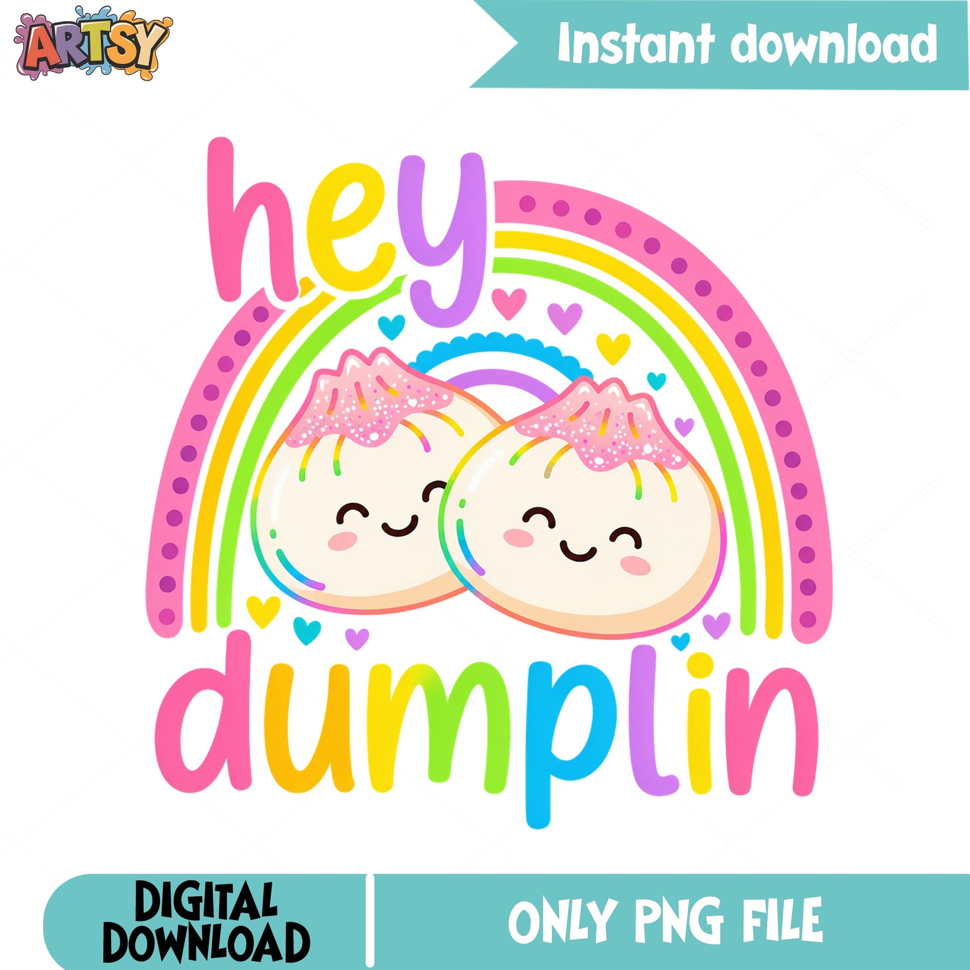 Hey Dumplin Rainbow PNG, Cute Dumpling PNG, Kawaii Food PNG