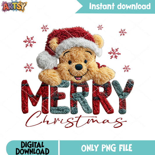 Hibernation pooh christmas png, christmas png, winnie the pooh png
