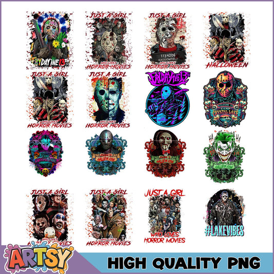 High Quality Horror Movie PNG Bundle for Fans and Crafters