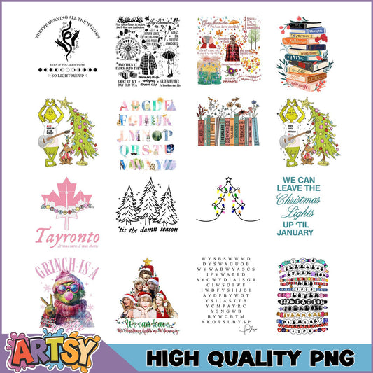 High Quality PNG Bundle Christmas, Taylor Swift, Grinch Designs