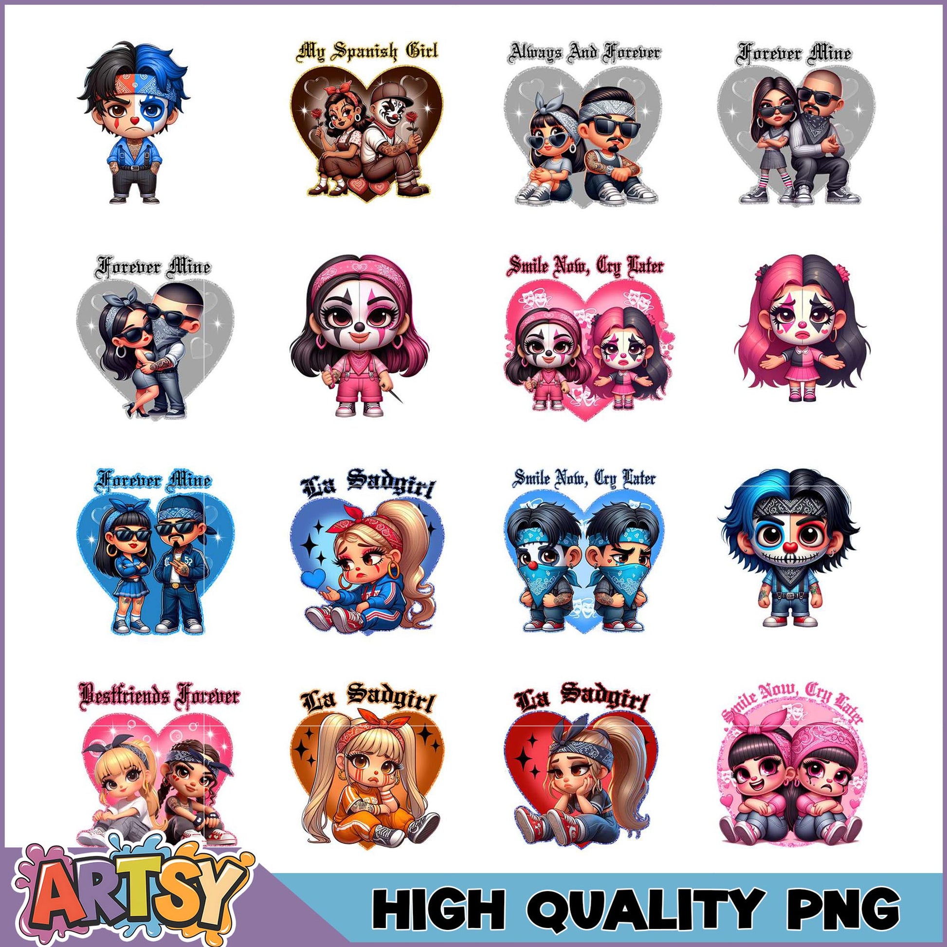 High Quality PNG Bundle Cute Cartoon Couples