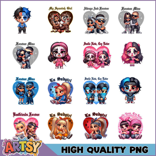 High Quality PNG Bundle Cute Cartoon Couples