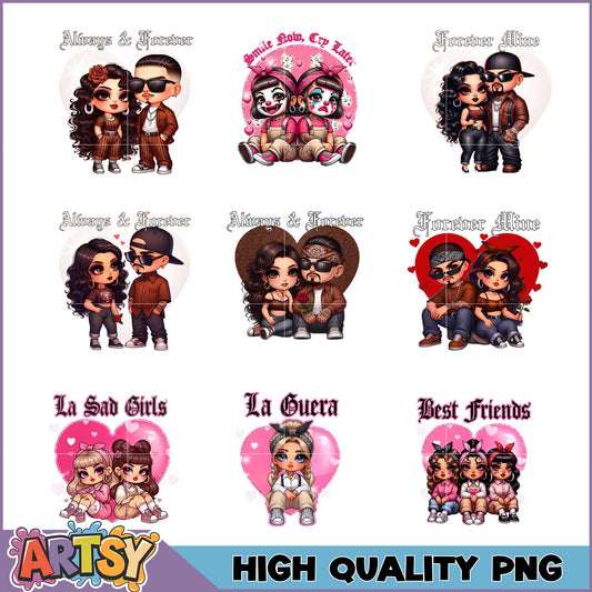 High Quality PNG Bundle Cute Couples & Friends