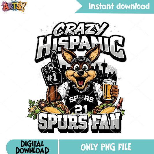 Hispanic spurs fan png, fiestia party png, basketball fan png