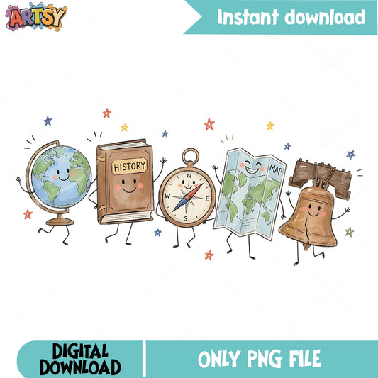 History Teacher PNG, Social Studies Cute Characters PNG, Back To School PNG
