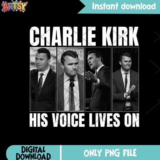 His voice lives on png, charlie memorial png, Charlie rip png