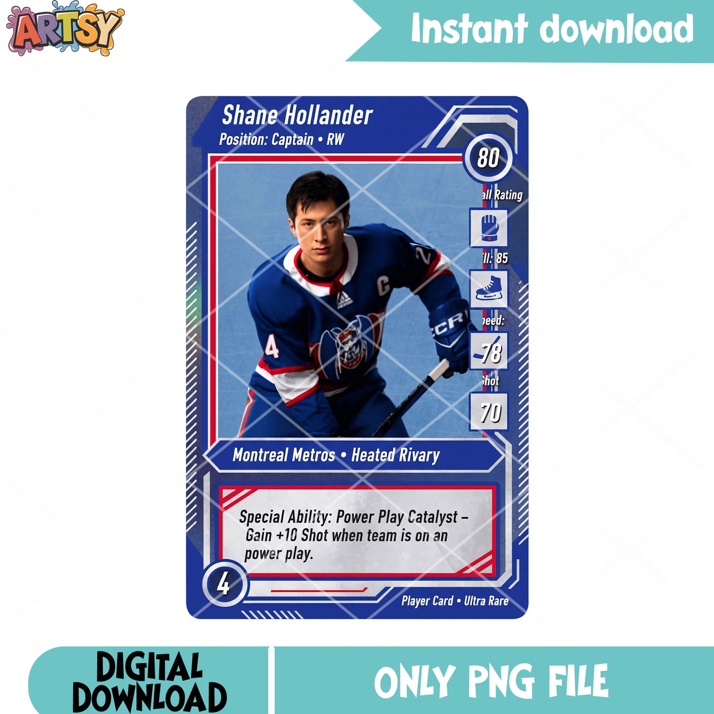 Hockey card Shane png, shane hollander png, montreal metros png