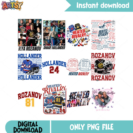 Hockey jersey hollanov collection png bundle, rozanov team png, hollander png