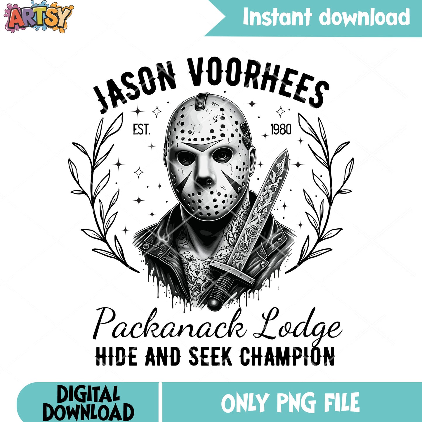 Hockey mask est 1980 png, starry night png, scary night png