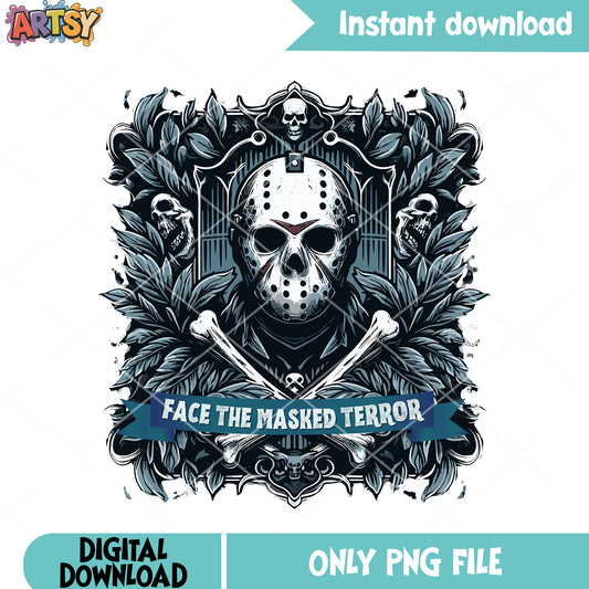 Hockey mask jason killer png, skeleton skull png, halloween scary png