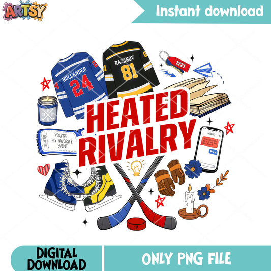 Hockey rivalry stuff png, hockey poster png, hockey jersey png