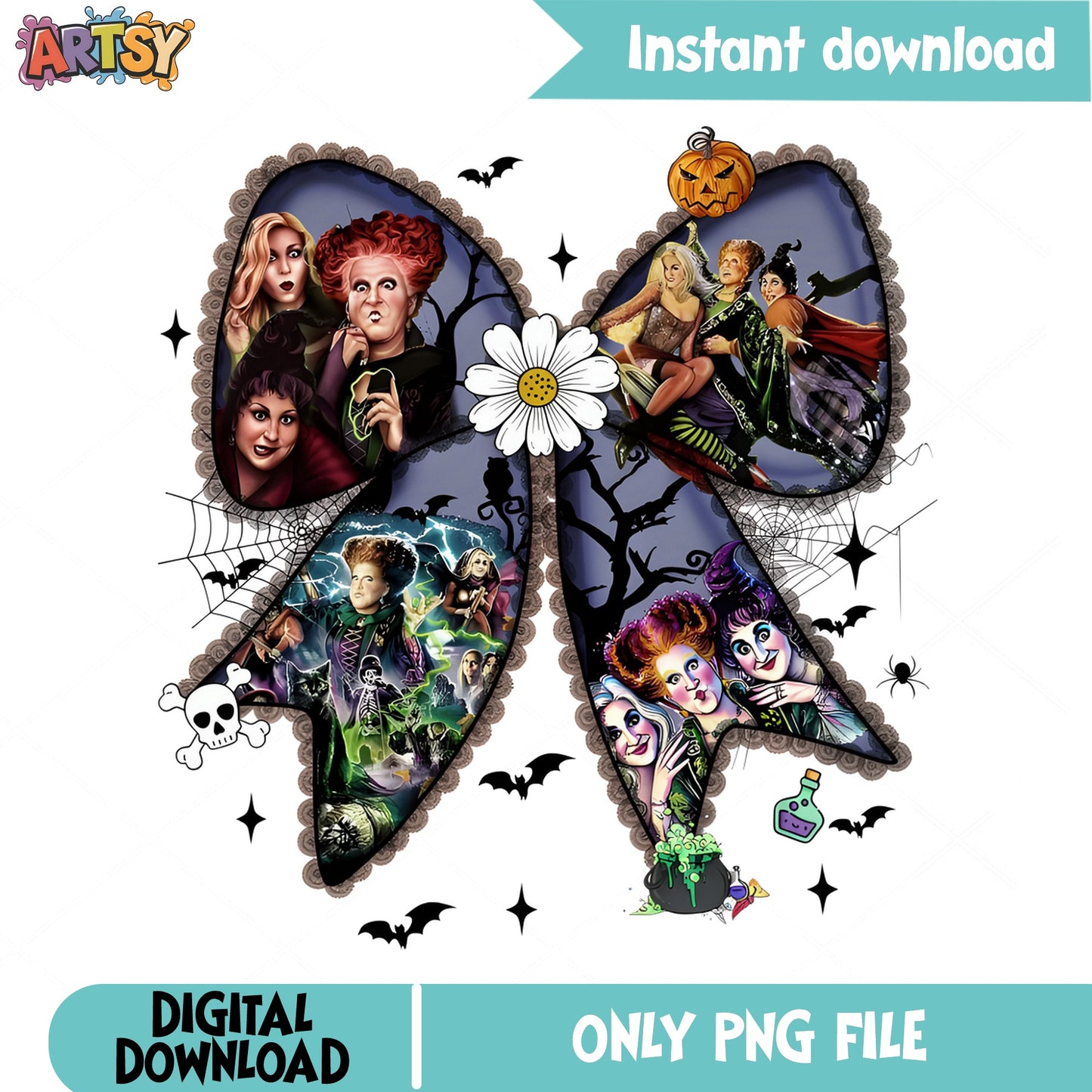 Hocus Pocus Bow PNG, Sanderson Sisters Halloween PNG, Witch PNG