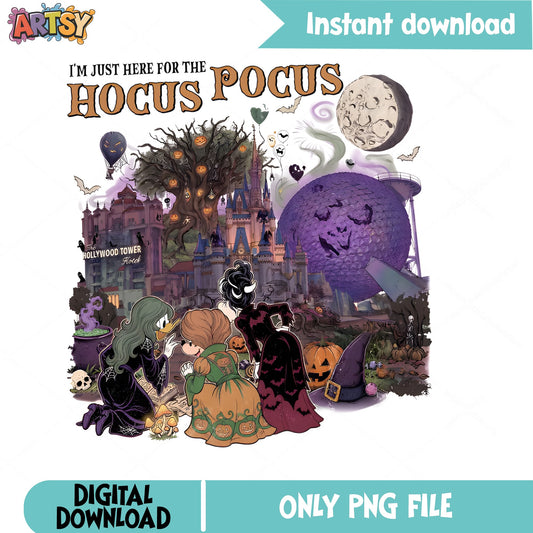Hocus Pocus Disney Halloween PNG, Mickey Halloween PNG, Disney Castle PNG