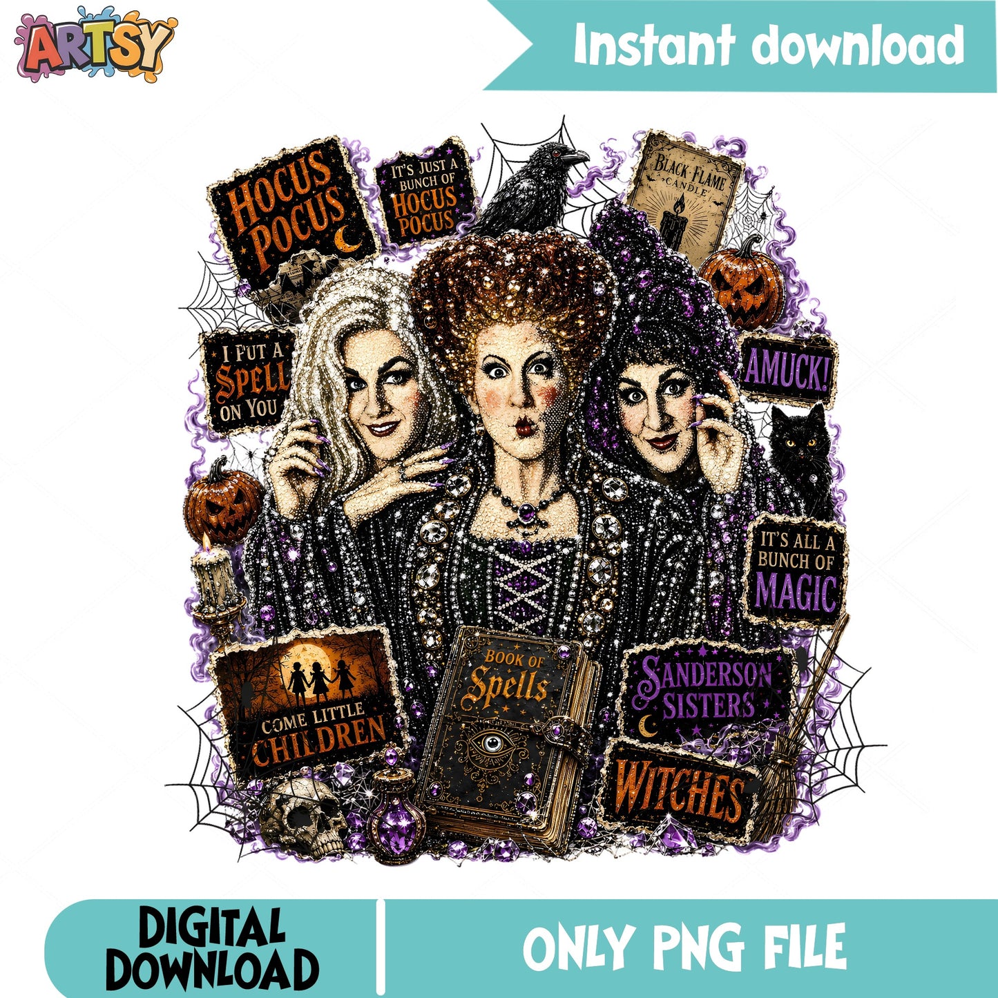 Hocus Pocus Sanderson Sisters PNG, Halloween Witches PNG, Halloween PNG