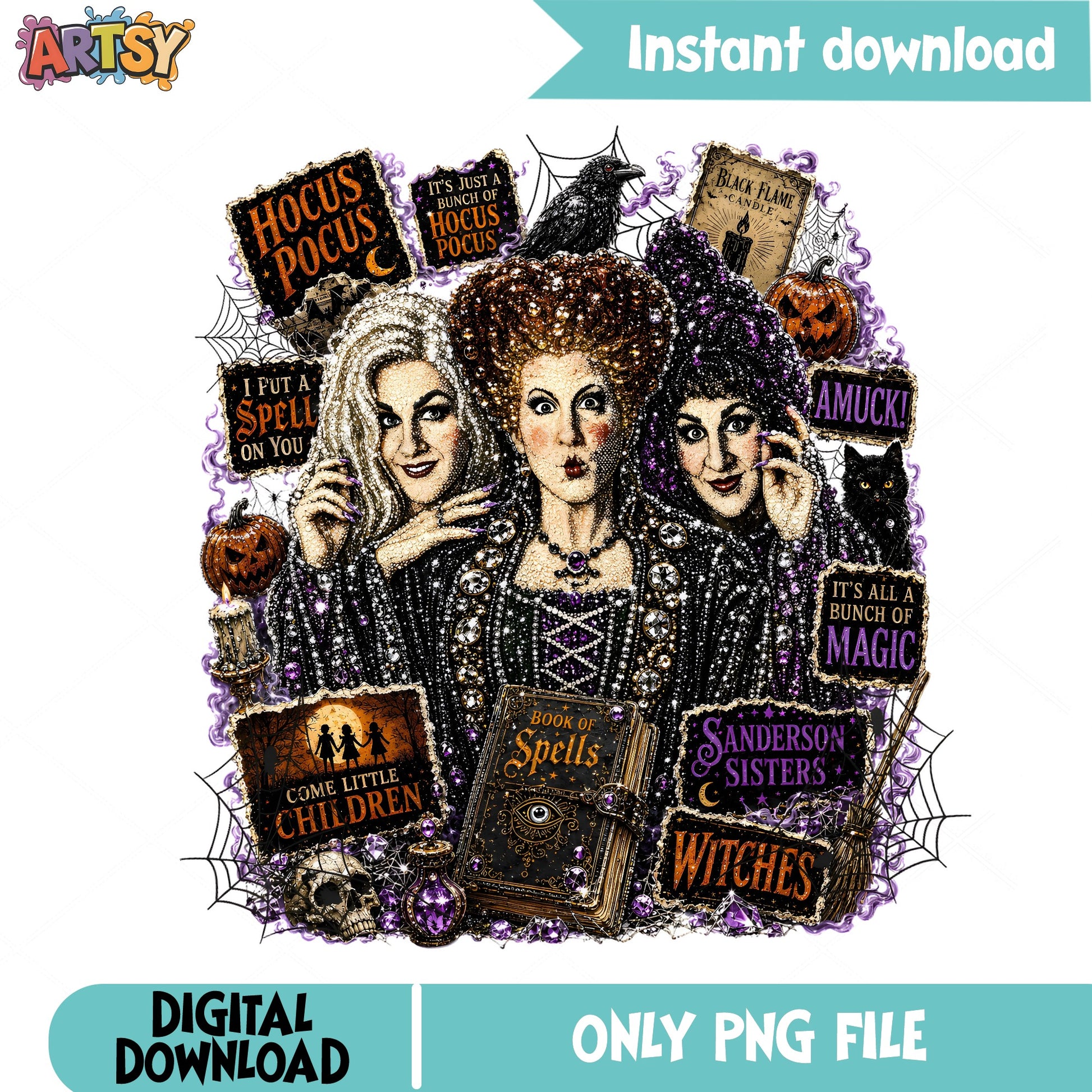 Hocus Pocus Sanderson Sisters PNG, Halloween Witches PNG, Halloween PNG