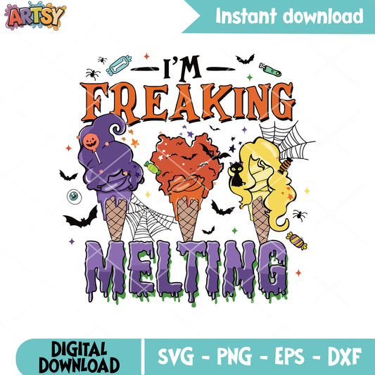 Hocus pocus Im freaking svg, hocus pocus svg, halloween ice cream​ svg