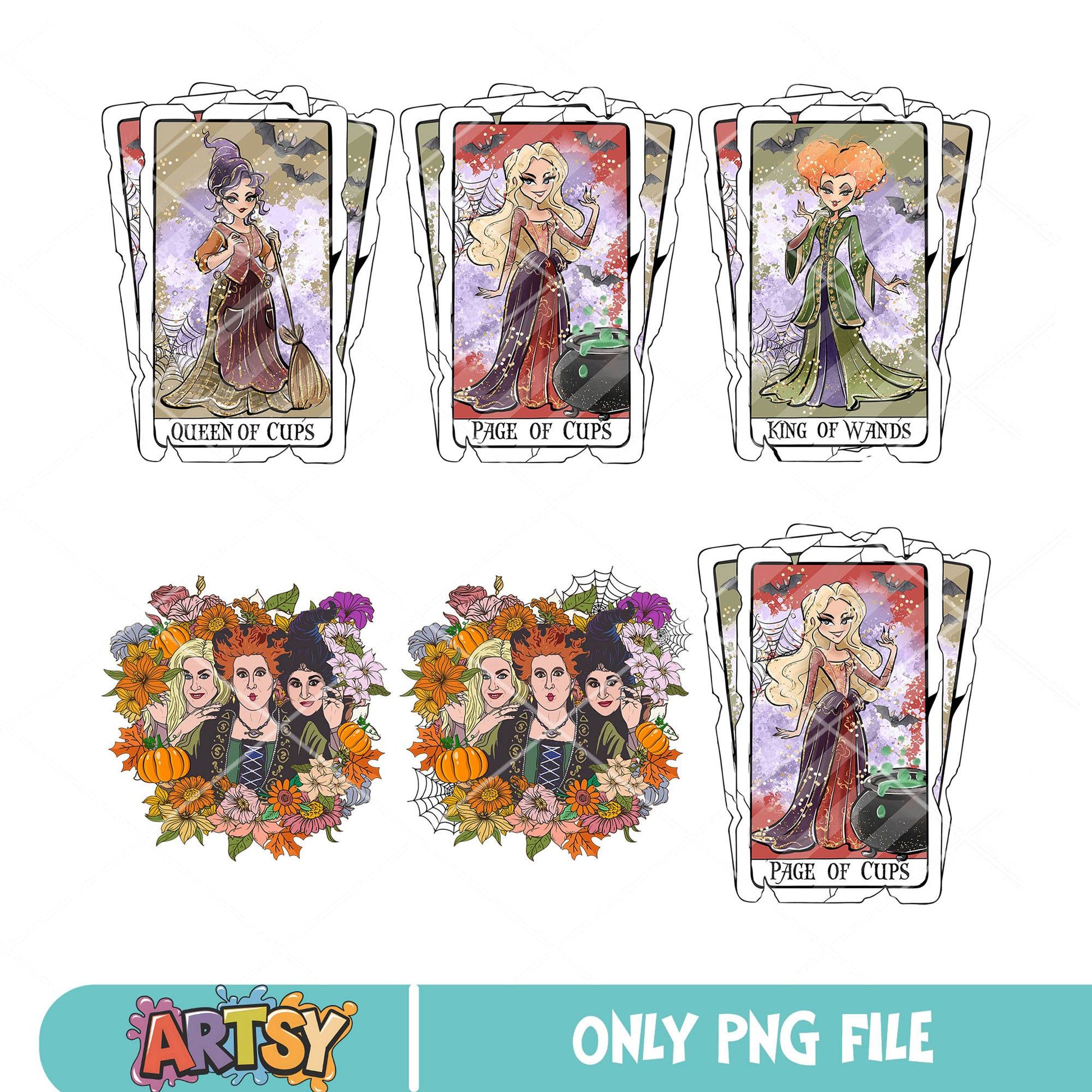 Hocus pocus tarot png bundle, hocus pocus png, halloween tarot png