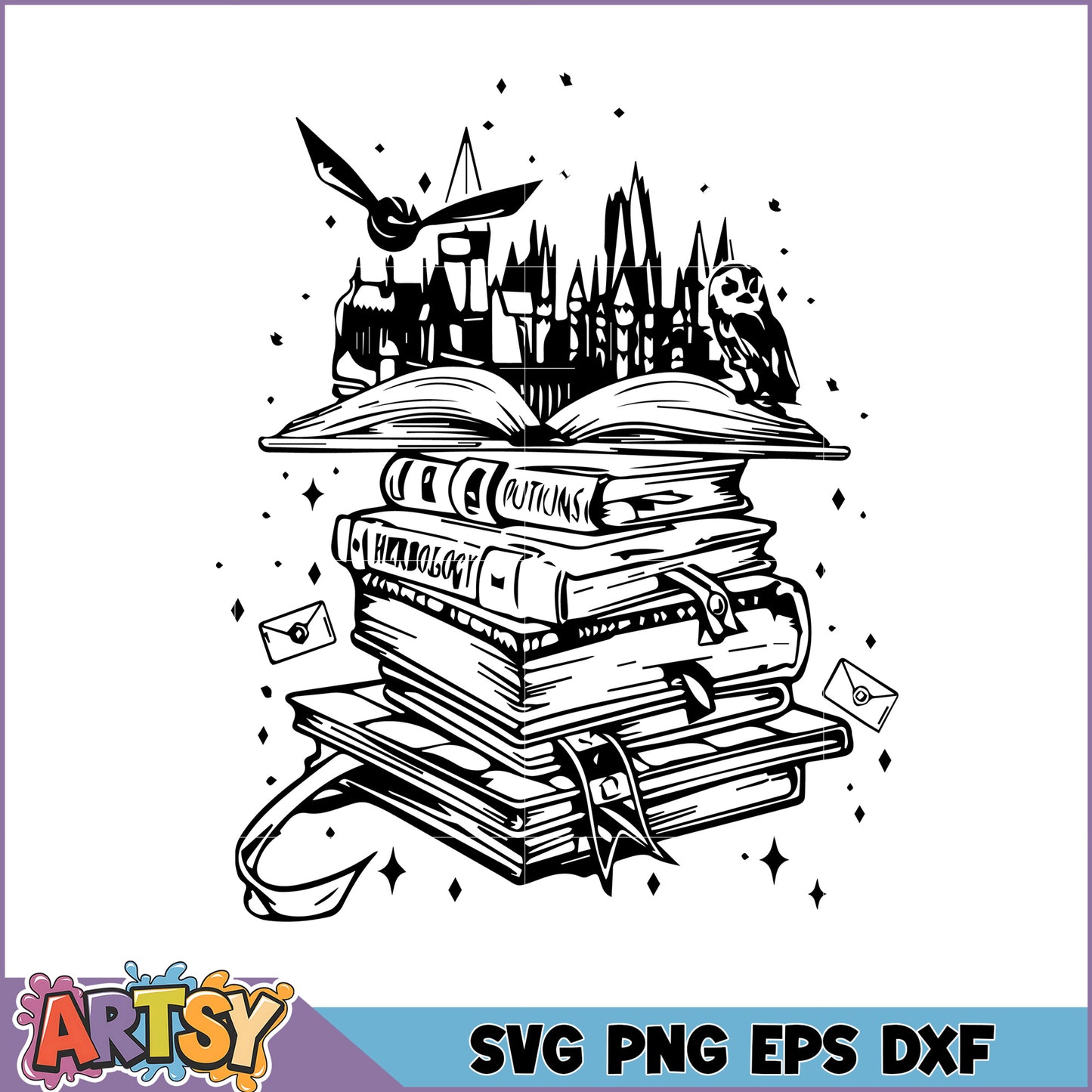 Hogwarts Book Stack SVG Cut File
