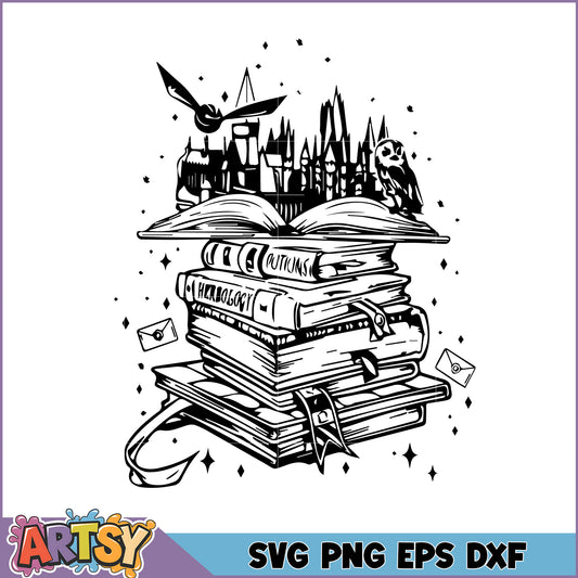 Hogwarts Book Stack SVG Cut File