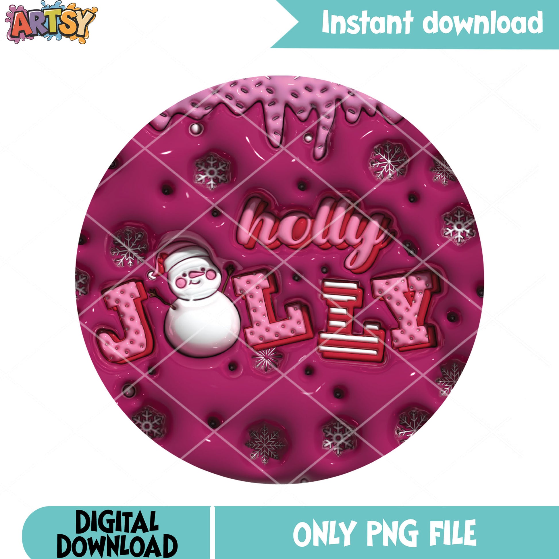 Holly jolly snowman png, pink holly jolly png, cute snowman png