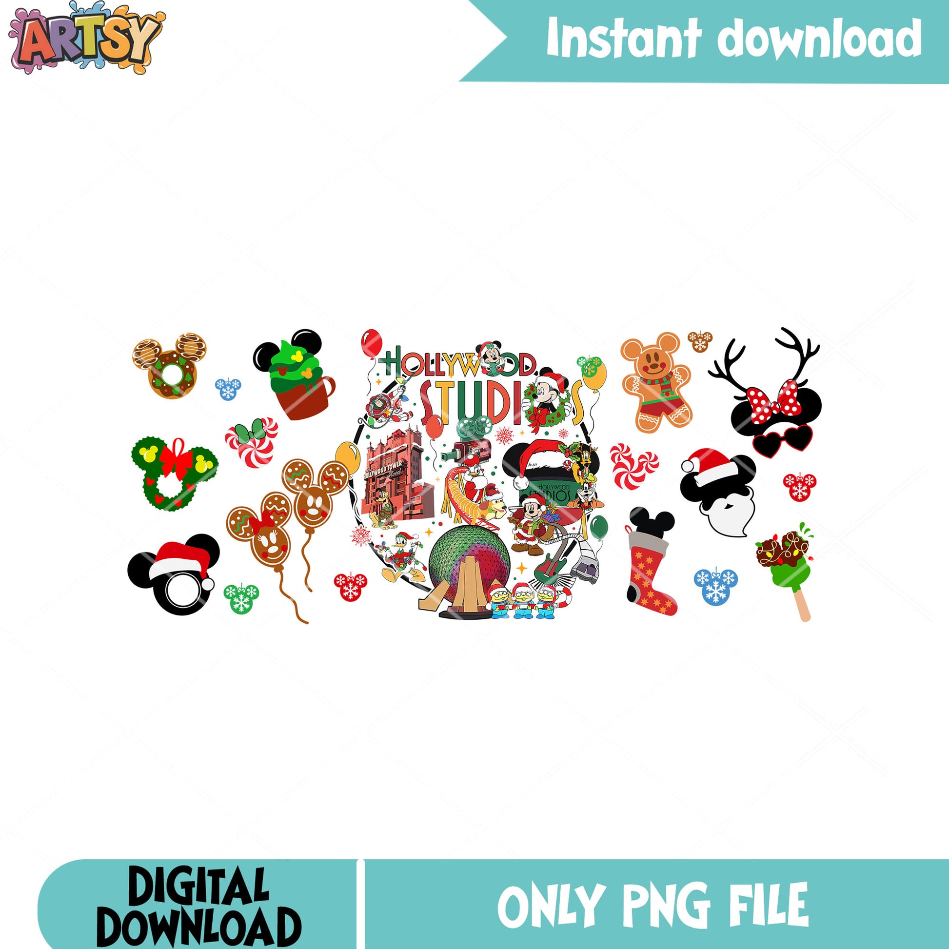 Hollywood stupid disco png, mickey and friends png, merry xmas png
