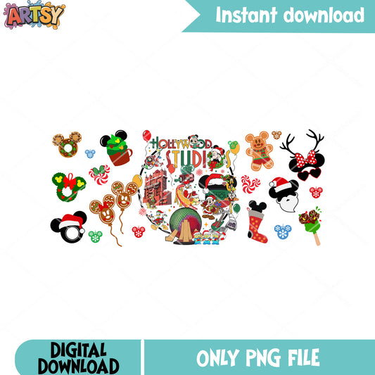 Hollywood stupid disco png, mickey and friends png, merry xmas png