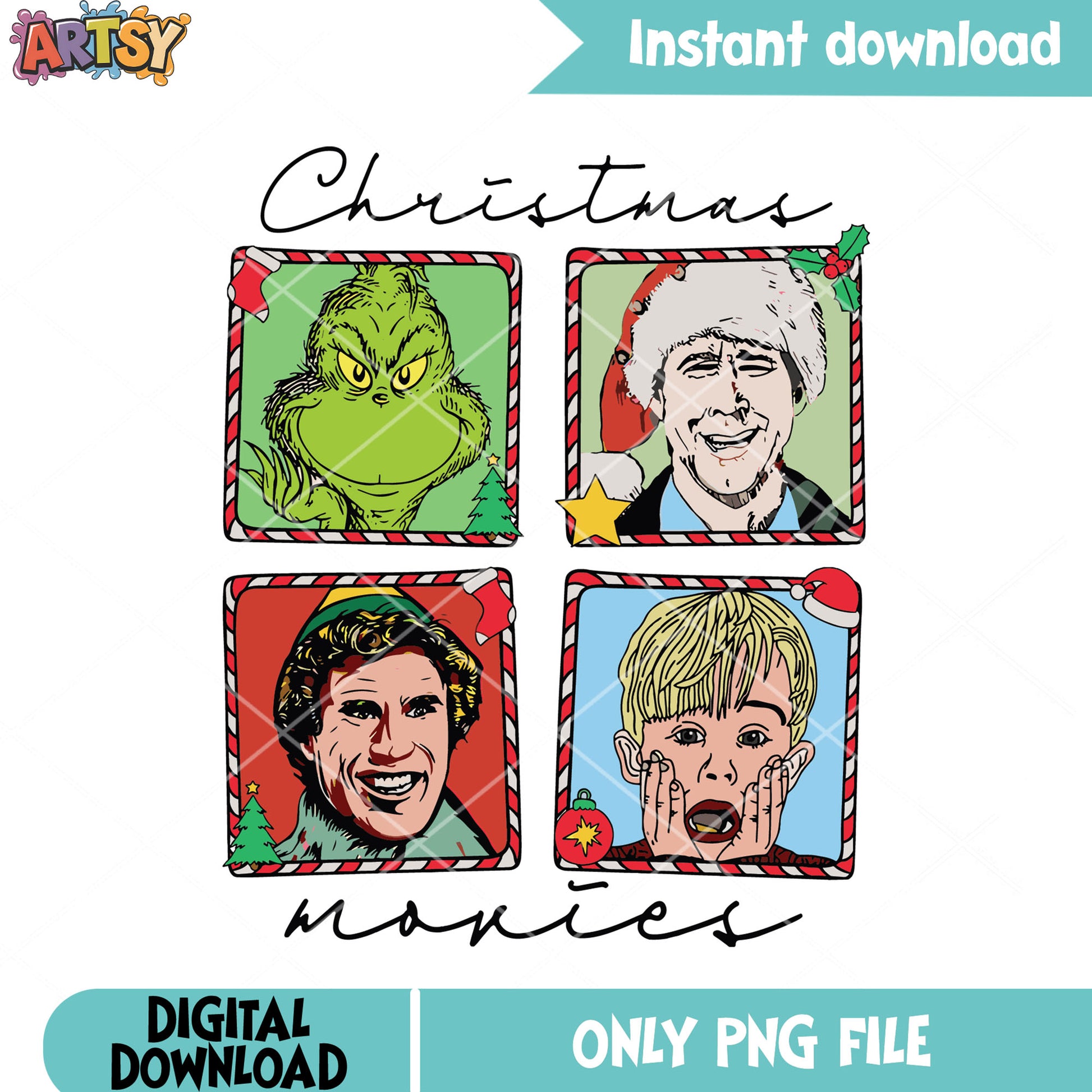 Home alone christmas story png, christmas card png, happy christmas png