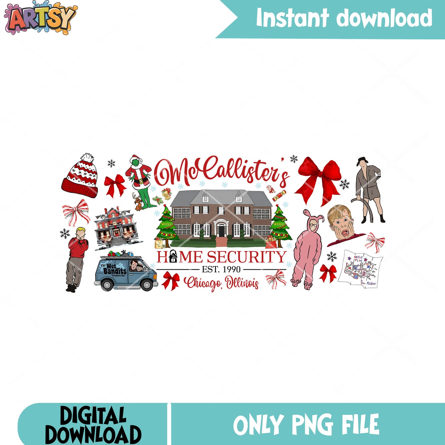 Home alone wet bandits png, mccallister home png, grinch mashup png