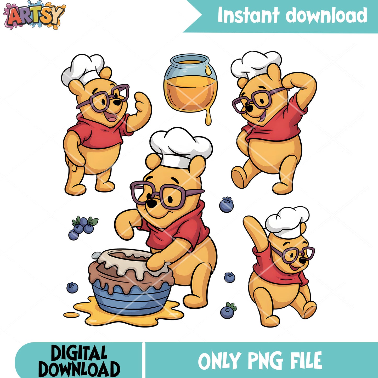 Honey jar pooh poster png, disney character png, winnie the pooh png