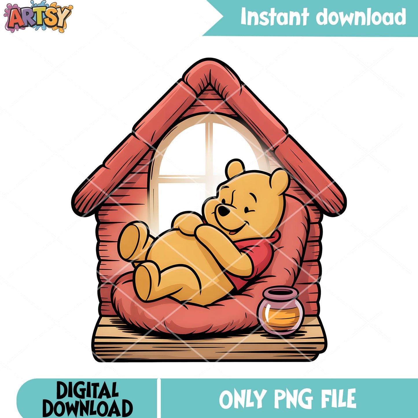 Honey lazy pooh vibes png, pooh poster png, pooh bear png