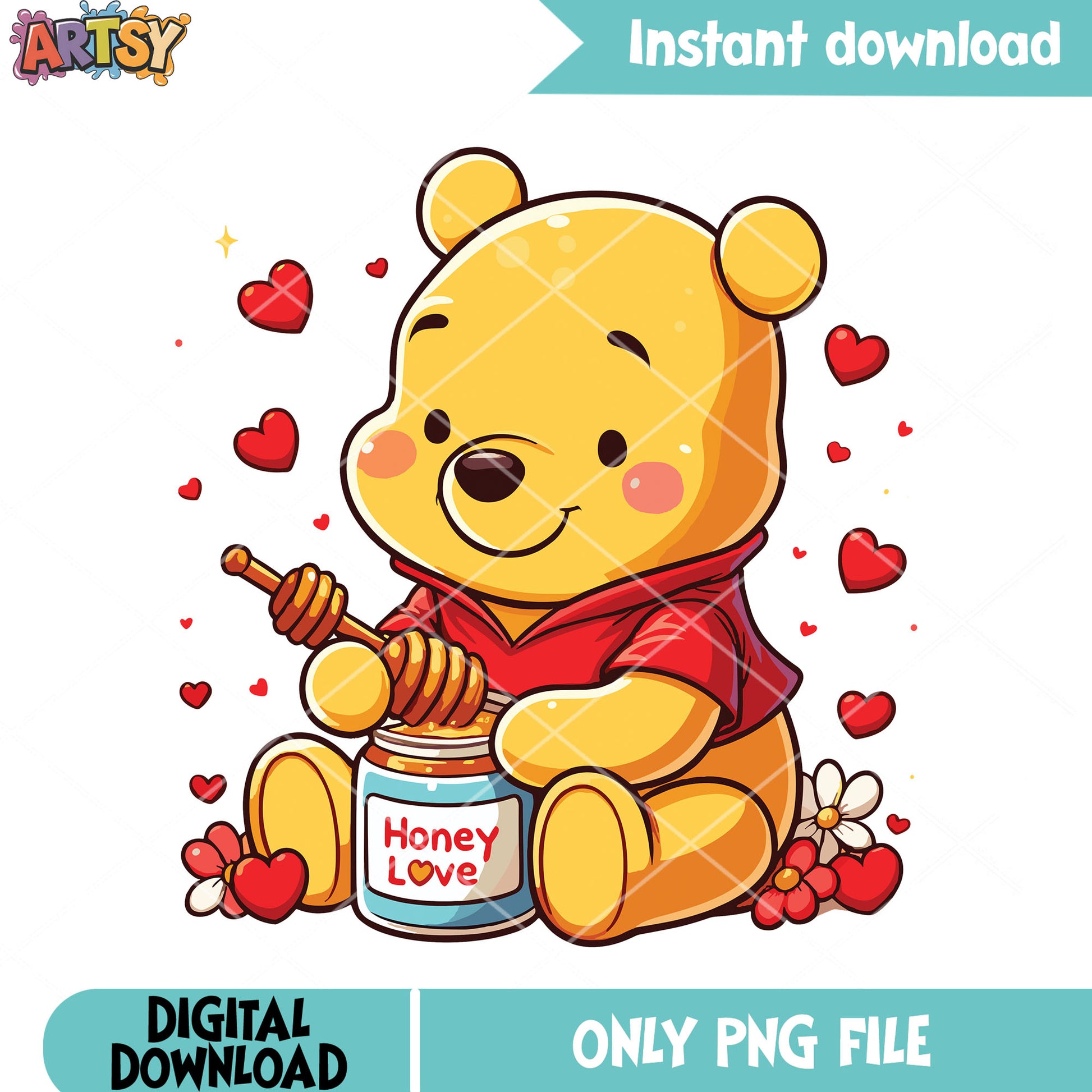 Honey love pooh valentines png, pooh bear png, disney valentines png