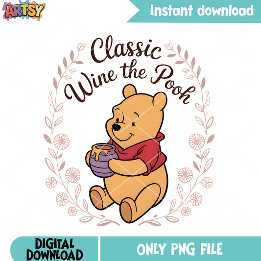Honey pooh bear classic png, vintage pooh png, disney poster png