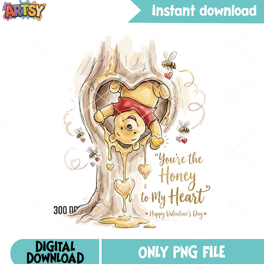 Honey pooh to my valentine png, winnie the pooh png, disney valentine png