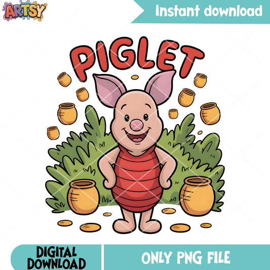 Honey vibes piglet png, winnie the pooh piglet png, disney poster png