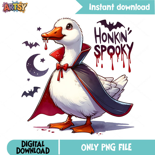 Honkin Spooky Vampire Duck PNG, Halloween Duck PNG, Funny Duck PNG