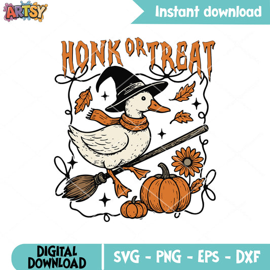 Honk or treat goose design svg, trick or treat svg, silly goose svg