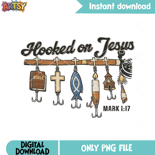 Hooked on jesus mark png, crucifix png, fishing lure png